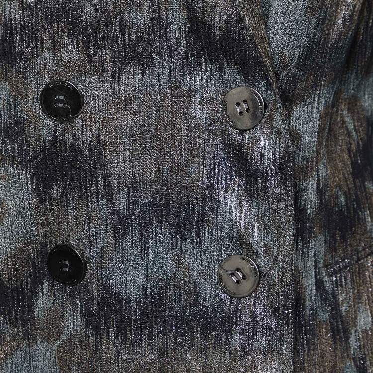 Pre Owned Burberry Grey Lurex Cotton Blend Belted Trench Coat S
