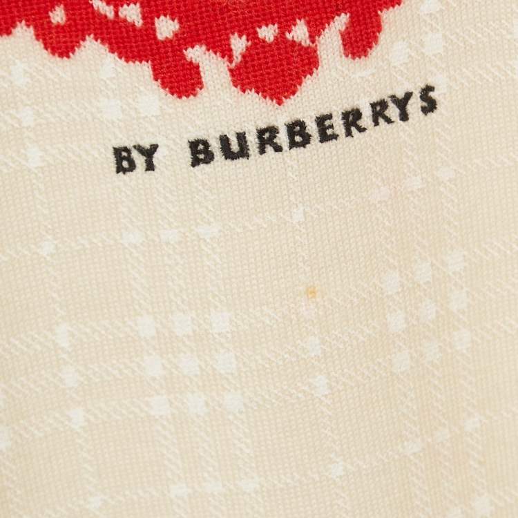 مملوكة مسبقًا Burberry Cream Embroidered Wool Knit Crew Neck Top XS