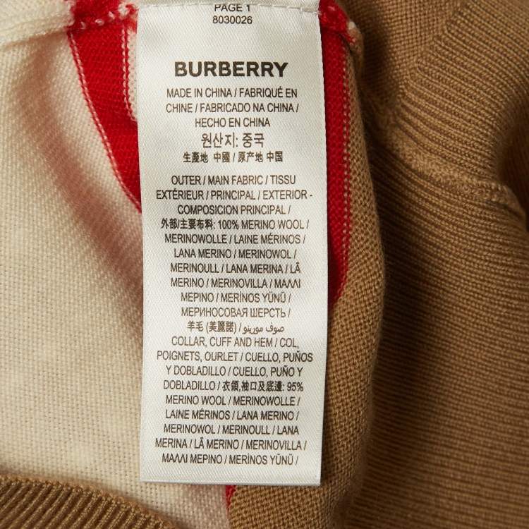 مملوكة مسبقًا Burberry Cream Embroidered Wool Knit Crew Neck Top XS
