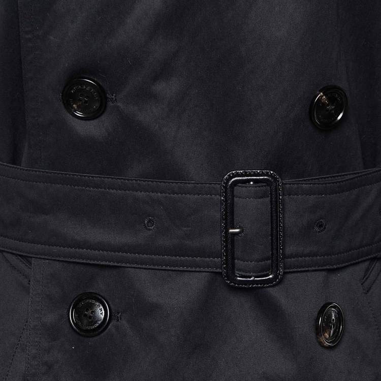 Pre Owned Burberry Black Cotton Double Breasted Harbourne Trench Coat S