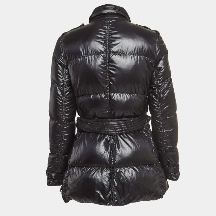 مملوكة مسبقًا Burberry Black Nylon Belted Double Breasted Puffer Jacket M