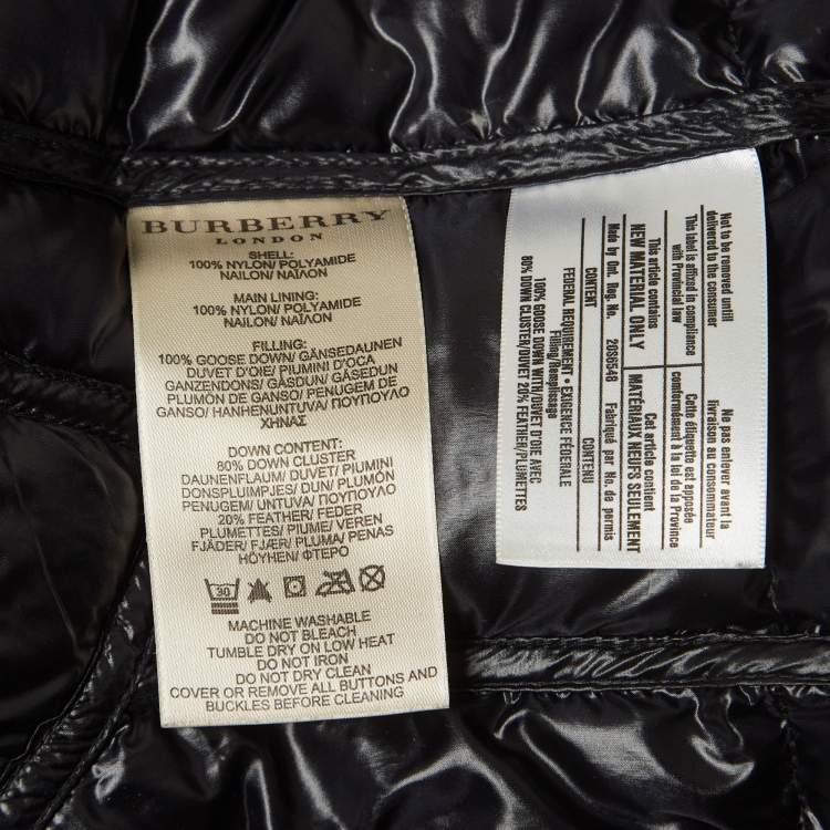 مملوكة مسبقًا Burberry Black Nylon Belted Double Breasted Puffer Jacket M