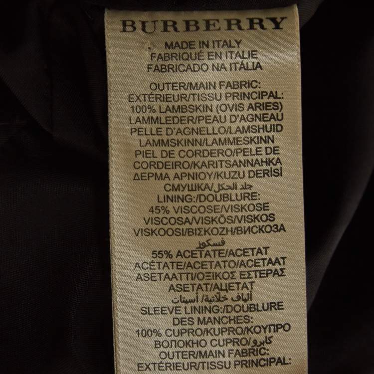 Pre Owned Burberry Metallic Gold Leather Double Breasted Belted Trench Coat S
