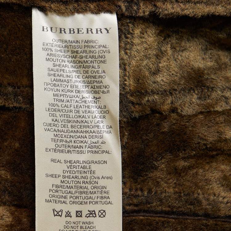 Pre Owned Burberry Brown Shearling Toggle Button Front Jacket S