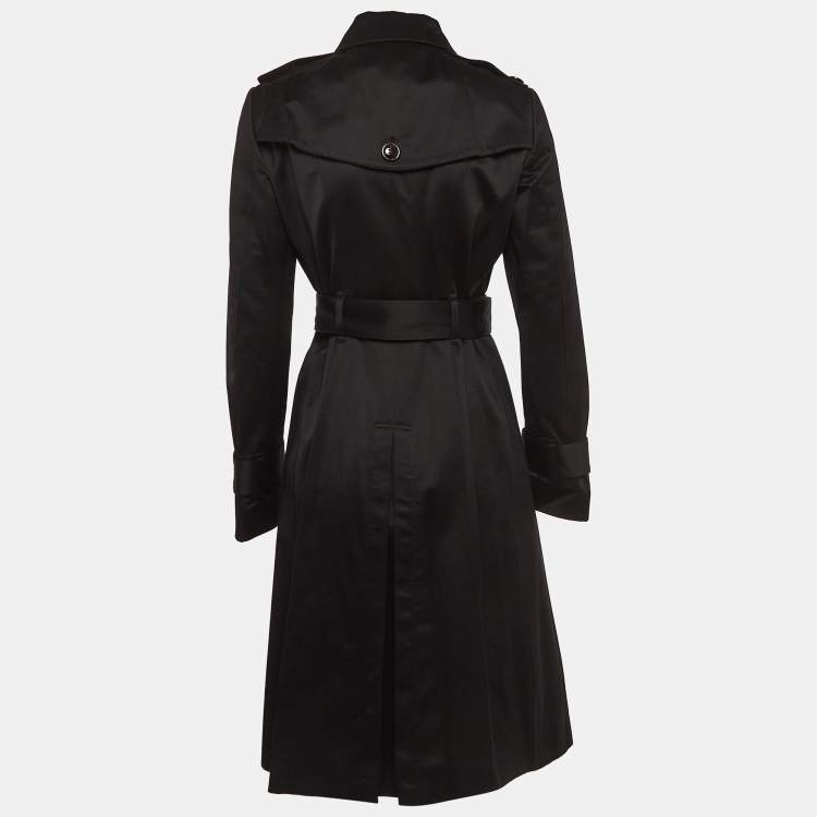 Pre Owned Burberry Black Cotton Double Breasted Trench Coat S