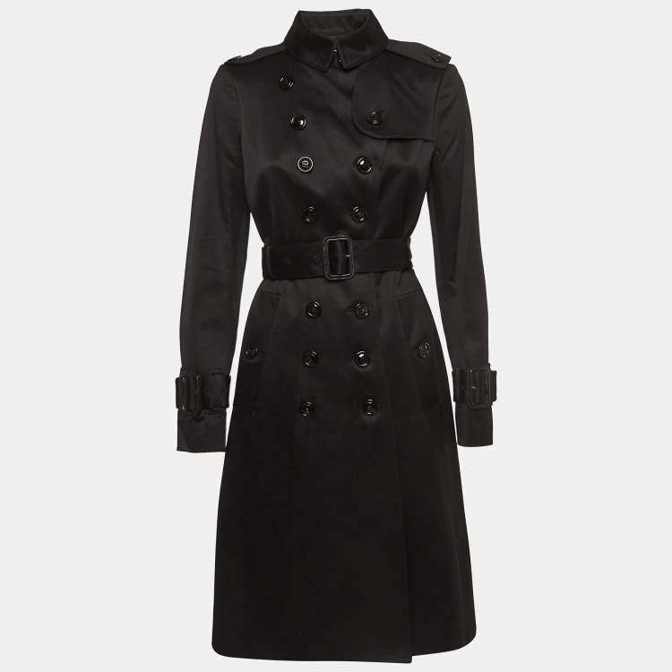 Pre Owned Burberry Black Cotton Double Breasted Trench Coat S