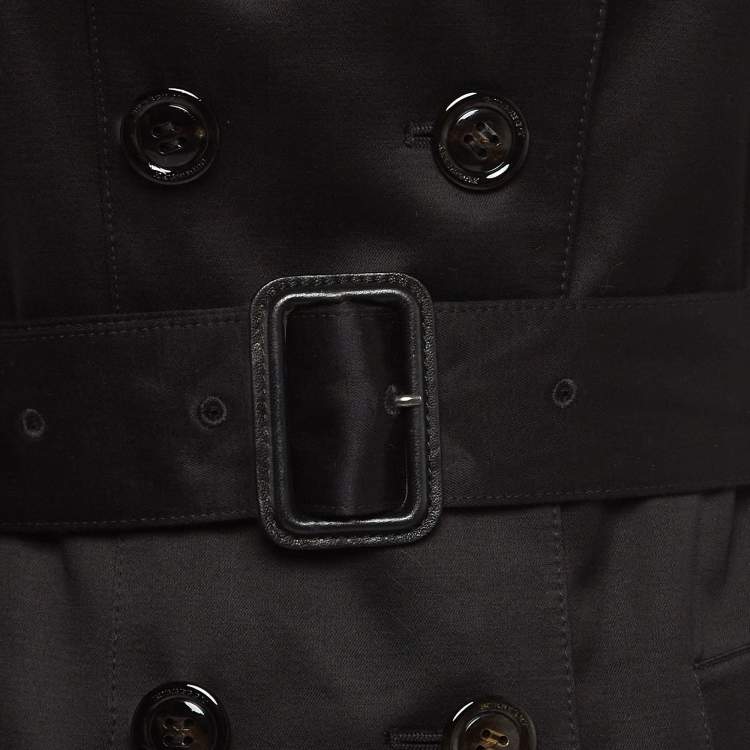 Pre Owned Burberry Black Cotton Double Breasted Trench Coat S