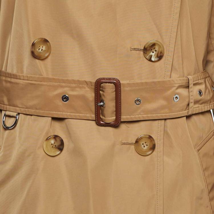 مملوكة مسبقًا Burberry Brown Synthetic Detachable Hood Trench Coat M