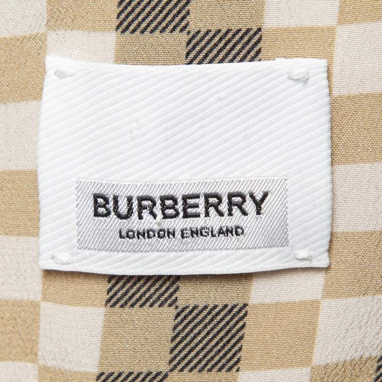 Pre Owned Burberry Beige Pixel Check Silk Shirt and Pants Set S/M