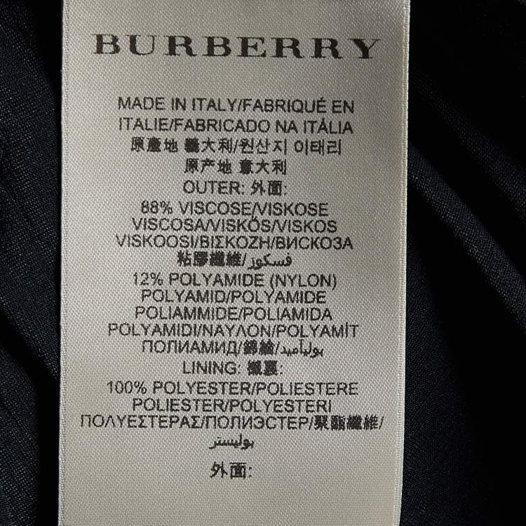 Pre Owned Burberry Gold Metallic Knit Ruched Long Sleeve Dress L