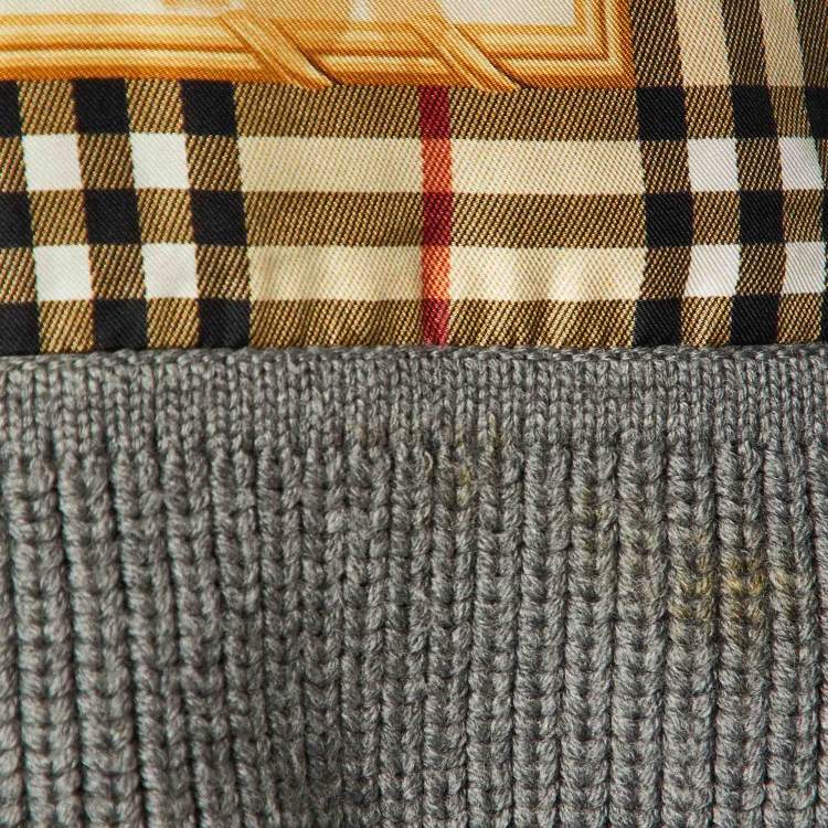 Pre Owned Burberry Grey Silk Paneled Wool Sweater XS