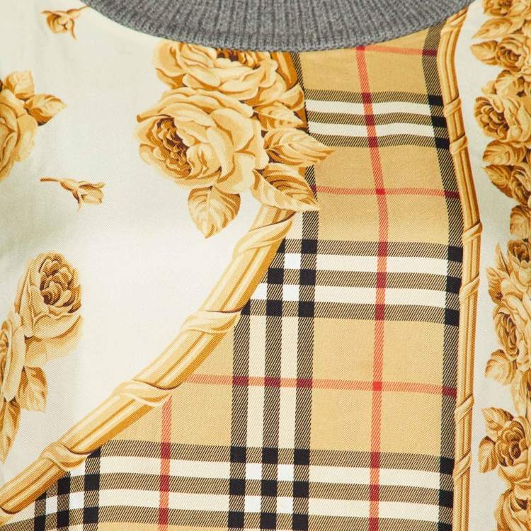Pre Owned Burberry Grey Silk Paneled Wool Sweater XS