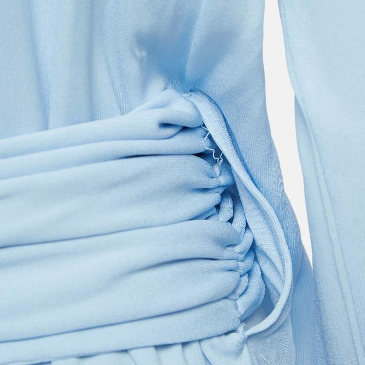 Pre Owned Burberry Blue Jersey Waist Tie-Up Shirt M