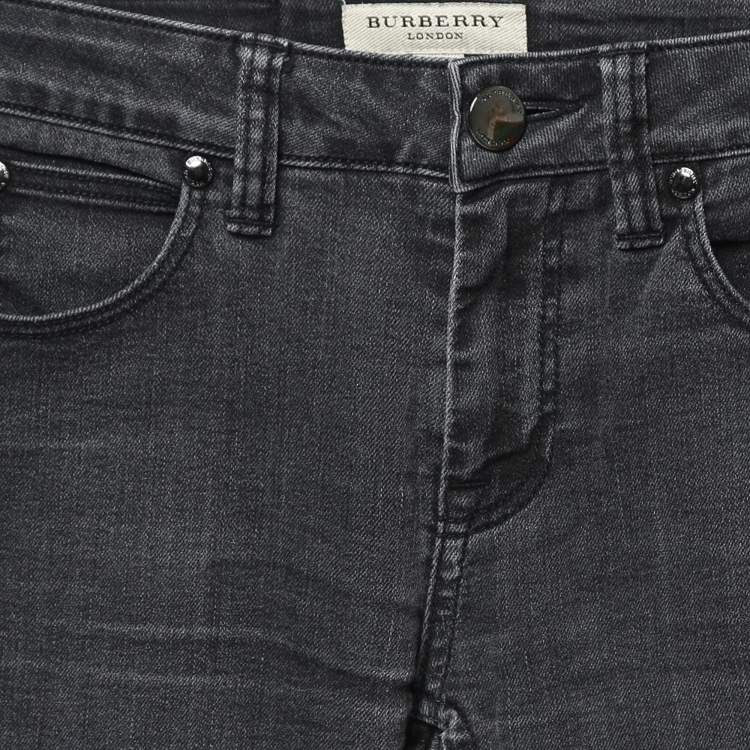 مملوكة مسبقًا Burberry London Charcoal Grey Denim Skinny Jeans S Waist 25"