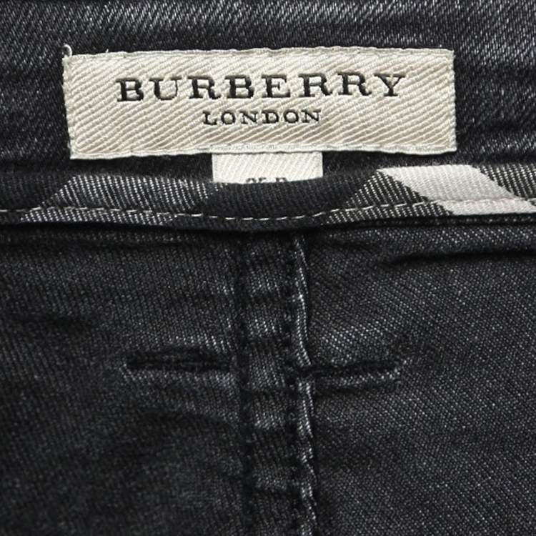 مملوكة مسبقًا Burberry London Charcoal Grey Denim Skinny Jeans S Waist 25"