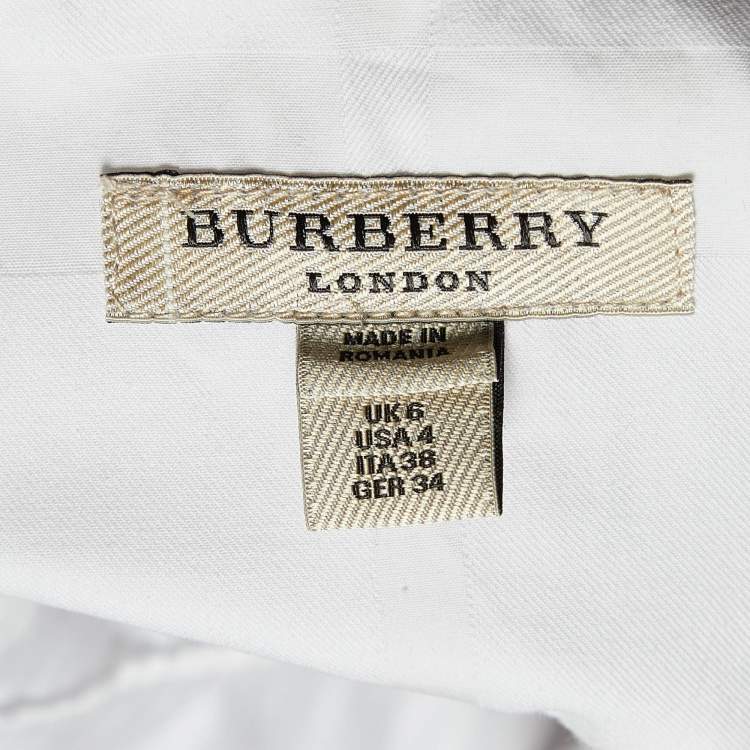 Pre Owned Burberry White Check Pattern Cotton Long Sleeve Shirt S