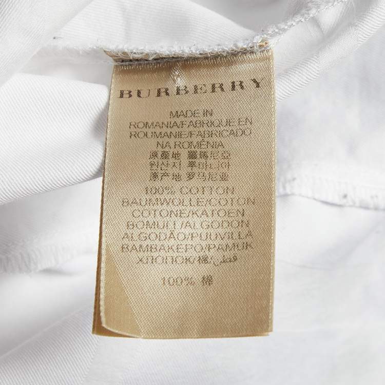 Pre Owned Burberry White Check Pattern Cotton Long Sleeve Shirt S