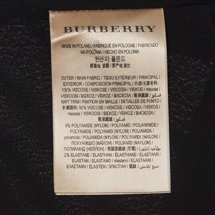 Pre Owned Burberry Black Georgette Tie-up Neck Short Dress S
