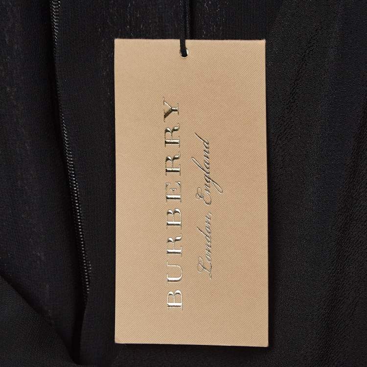 Pre Owned Burberry Black Georgette Tie-up Neck Short Dress S