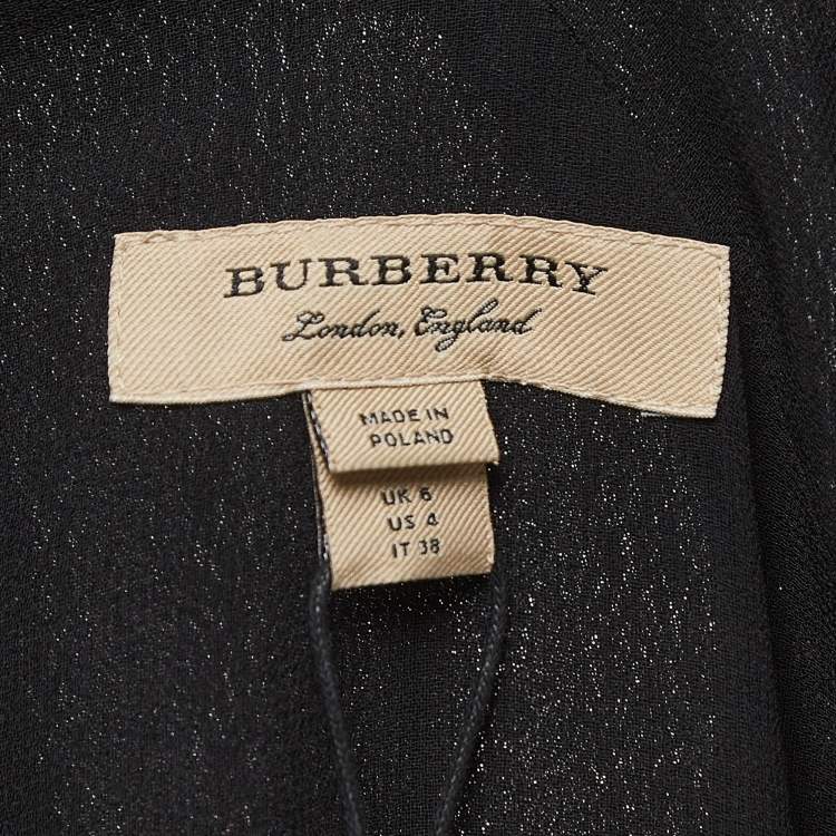 Pre Owned Burberry Black Georgette Tie-up Neck Short Dress S