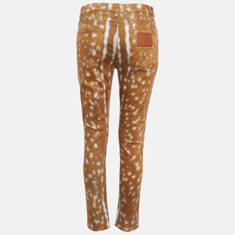 Pre Owned Burberry Brown Printed Denim Jeans M Waist 30"