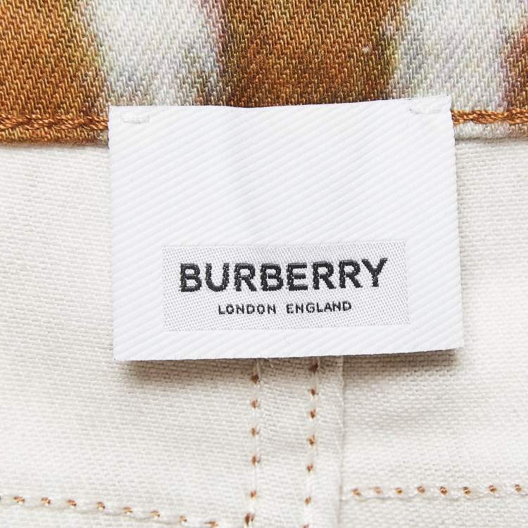 Pre Owned Burberry Brown Printed Denim Jeans M Waist 30"