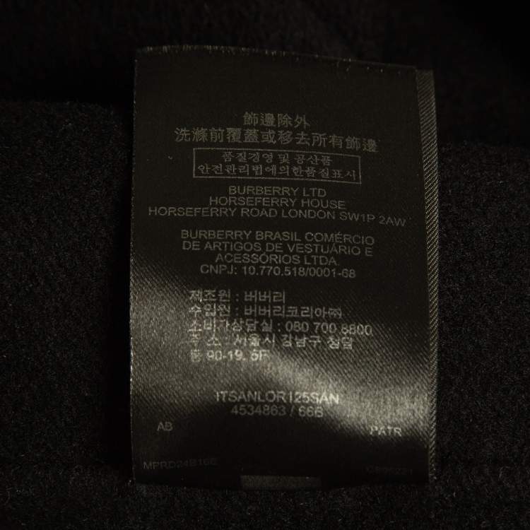 Pre Owned Burberry Black Embroidered Cashmere Coat S