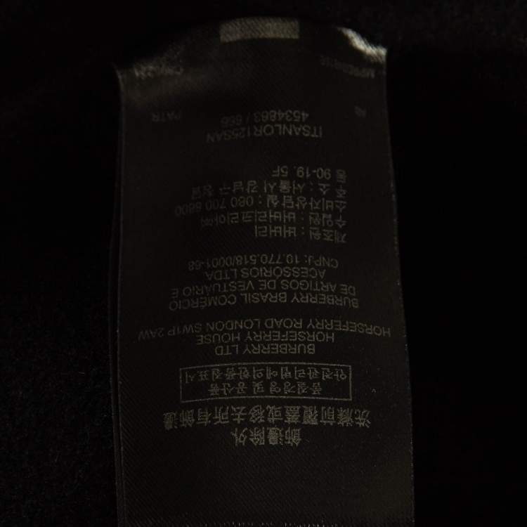 Pre Owned Burberry Black Embroidered Cashmere Coat S