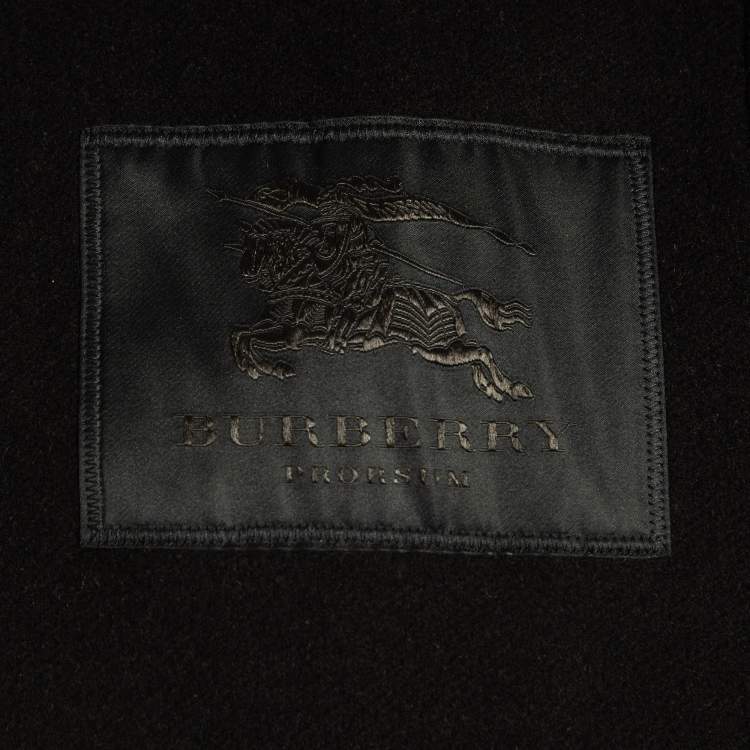 Pre Owned Burberry Black Embroidered Cashmere Coat S