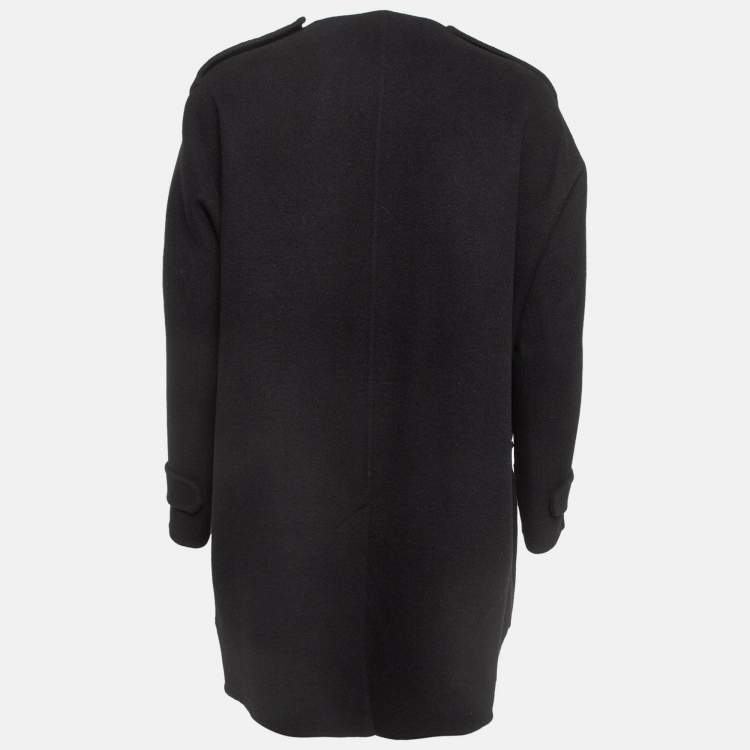 Pre Owned Burberry Black Embroidered Cashmere Coat S