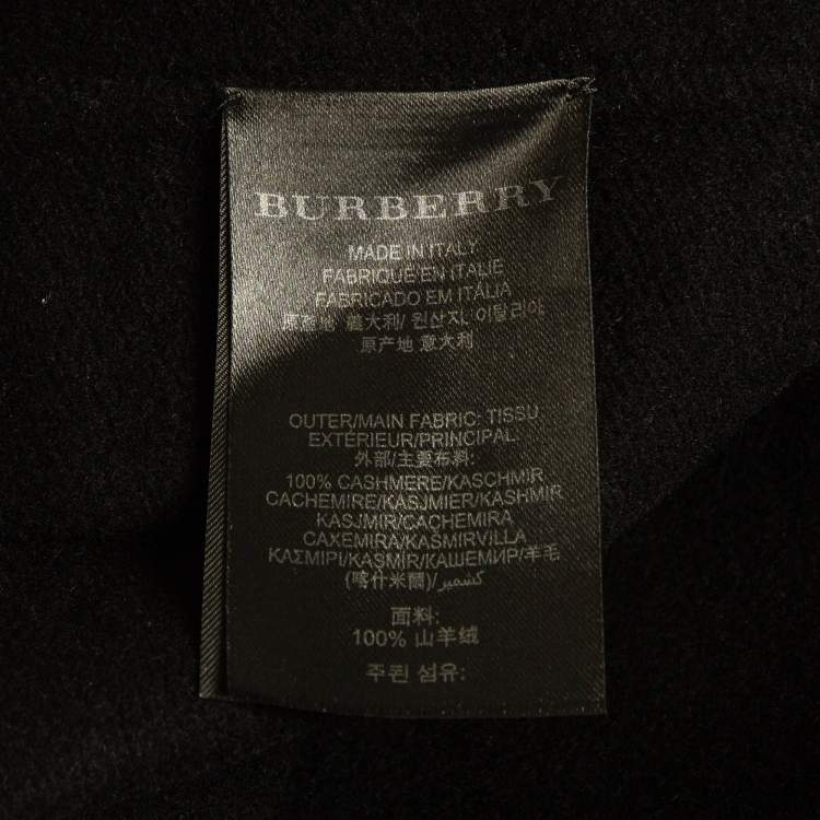 Pre Owned Burberry Black Embroidered Cashmere Coat S