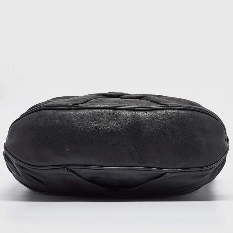 Pre Owned Burberry Black Leather Ruched Hobo