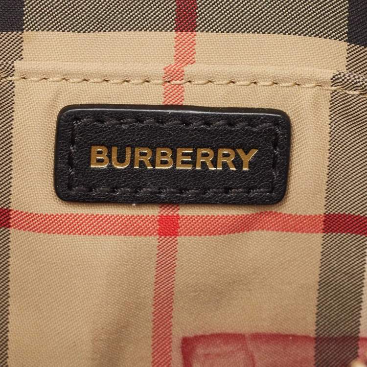 Pre Owned Burberry Black/Beige Nova Check Fabric and Leather Studded Elise Belt Bag