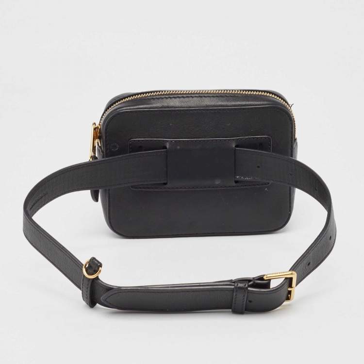Pre Owned Burberry Black/Beige Nova Check Fabric and Leather Studded Elise Belt Bag