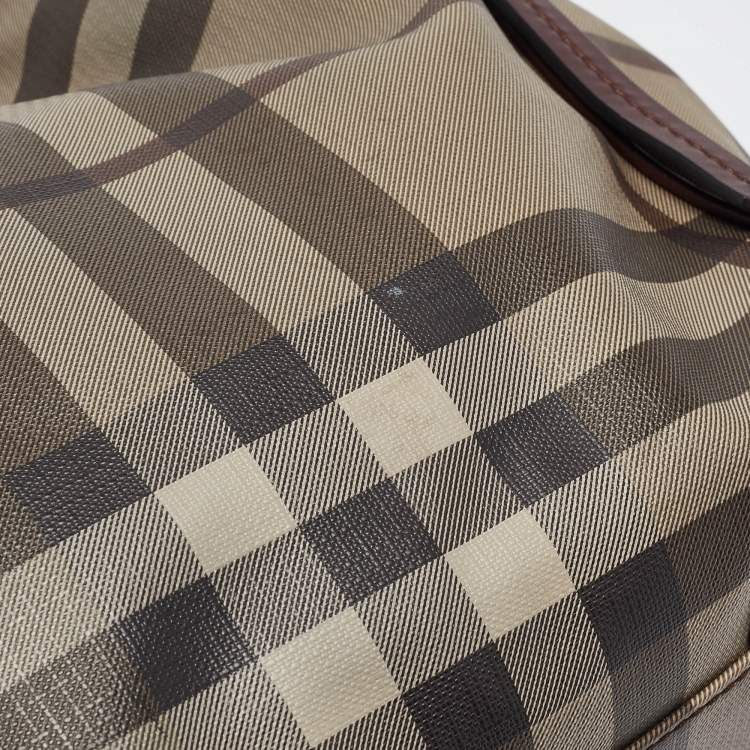 Pre Owned Burberry Smoked Check Coated Canvas and Leather Canterbury Tote