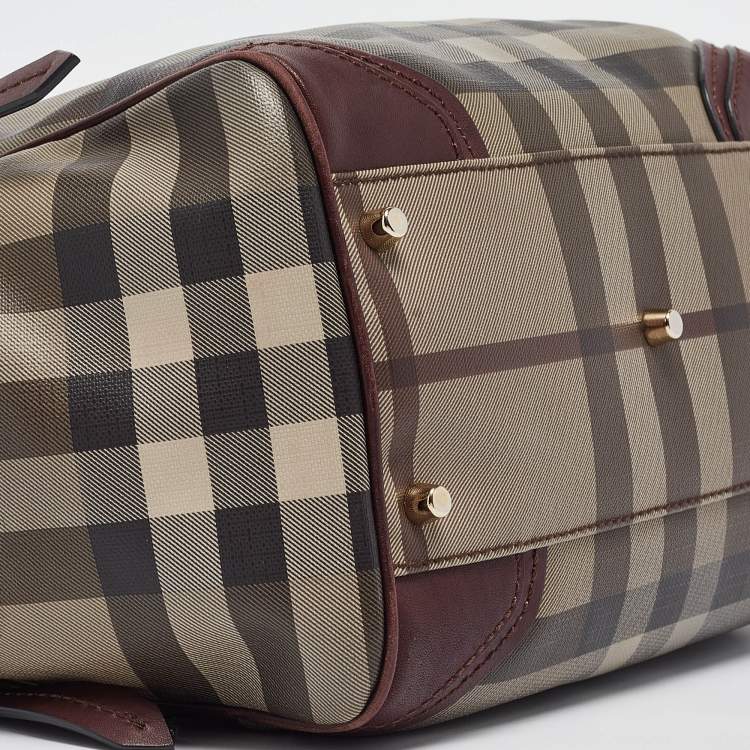 Pre Owned Burberry Smoked Check Coated Canvas and Leather Canterbury Tote