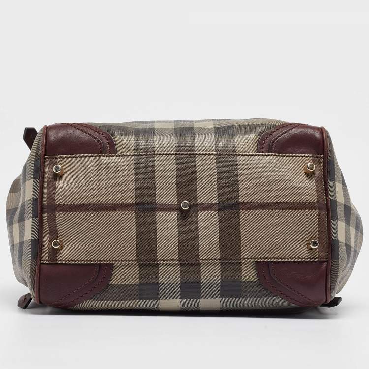 Pre Owned Burberry Smoked Check Coated Canvas and Leather Canterbury Tote