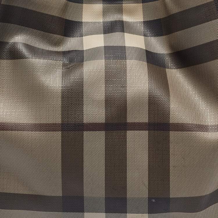 Pre Owned Burberry Smoked Check Coated Canvas and Leather Canterbury Tote