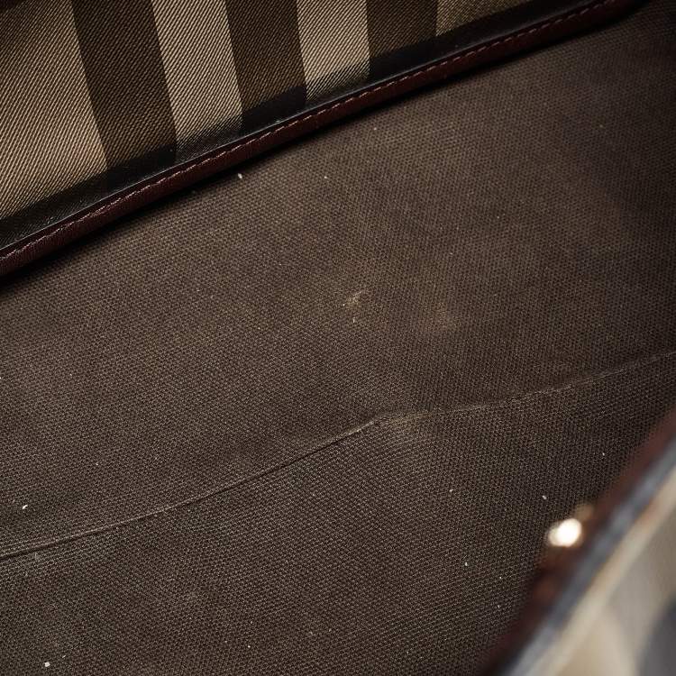 Pre Owned Burberry Smoked Check Coated Canvas and Leather Canterbury Tote