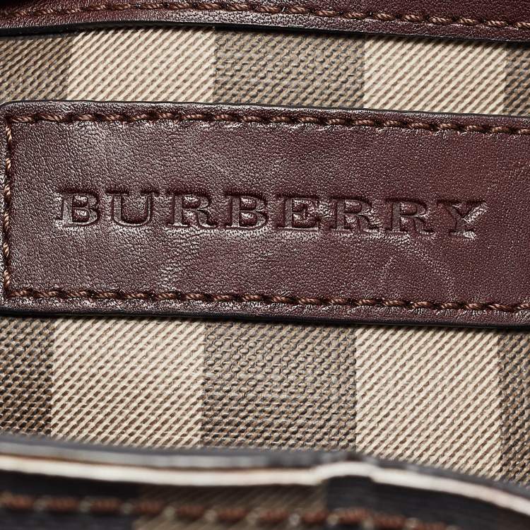 Pre Owned Burberry Smoked Check Coated Canvas and Leather Canterbury Tote