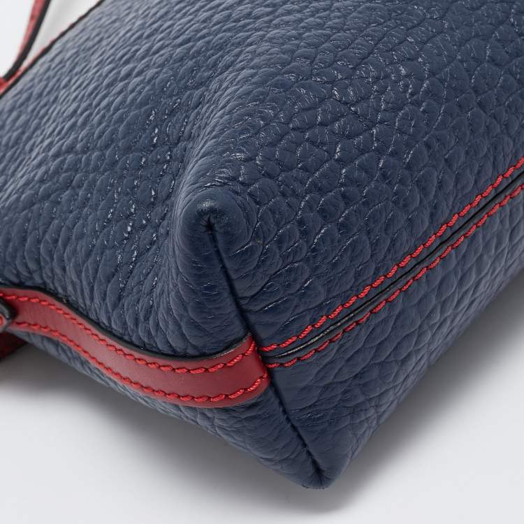Pre Owned Burberry Navy Blue/Red Leather Peyton Crossbody Bag