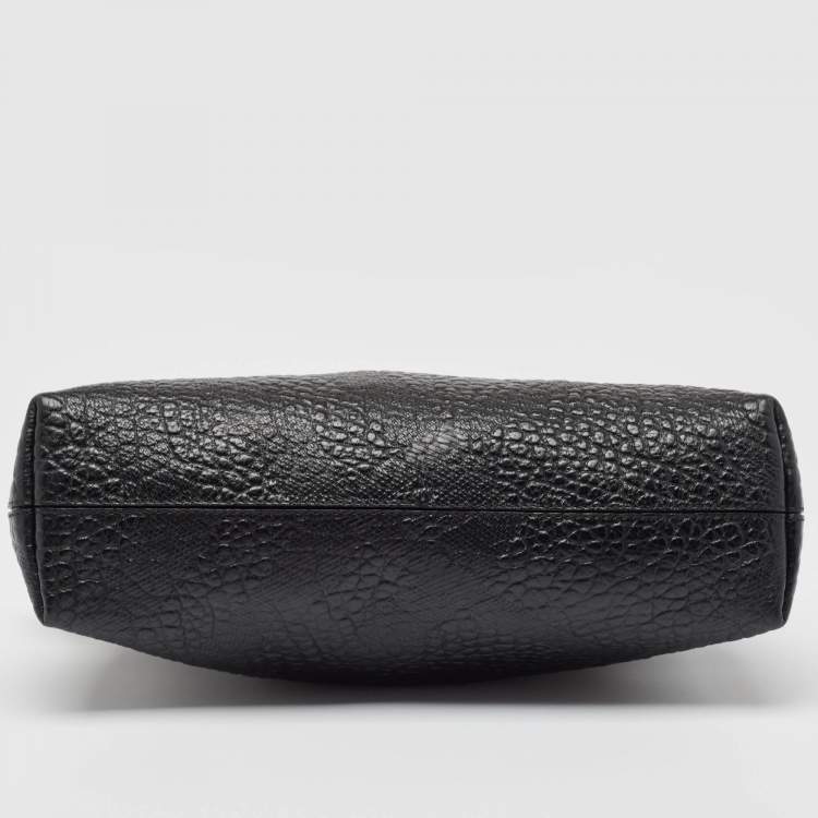 Pre Owned Burberry Black Embossed Check Leather Chichester Crossbody Bag