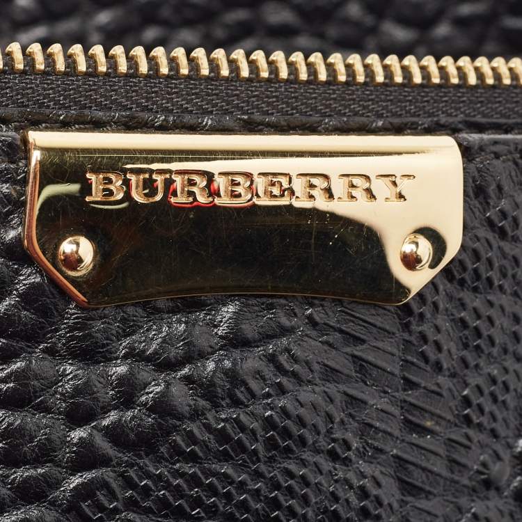 Pre Owned Burberry Black Embossed Check Leather Chichester Crossbody Bag