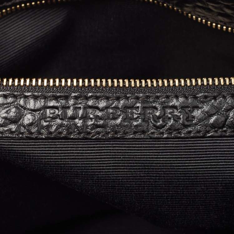 Pre Owned Burberry Black Embossed Check Leather Chichester Crossbody Bag