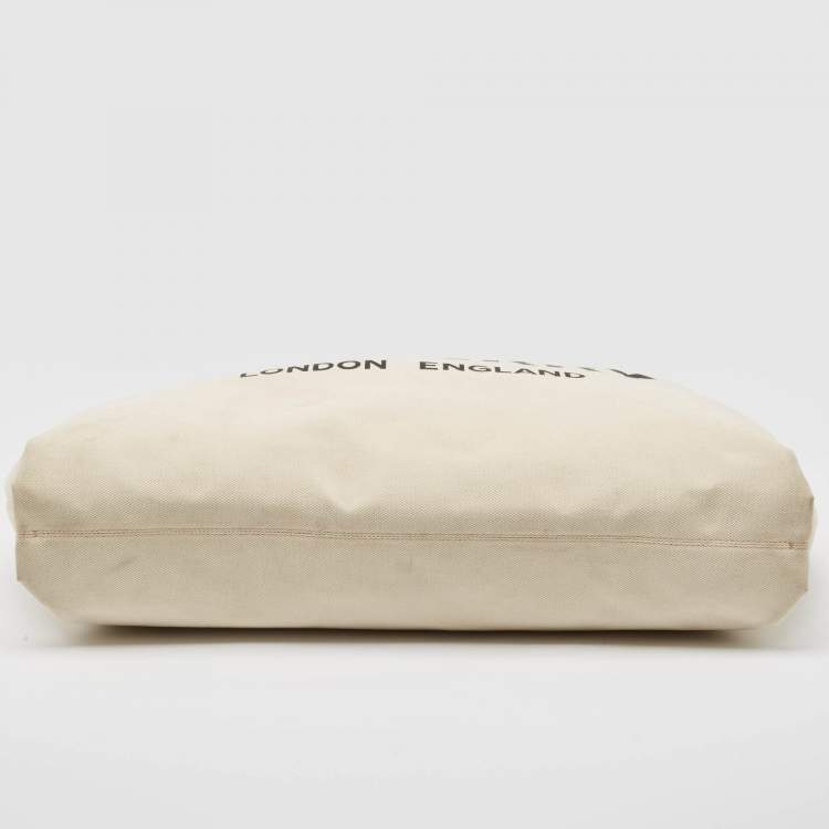 Pre Owned Burberry Off White Canvas Lewes Tote