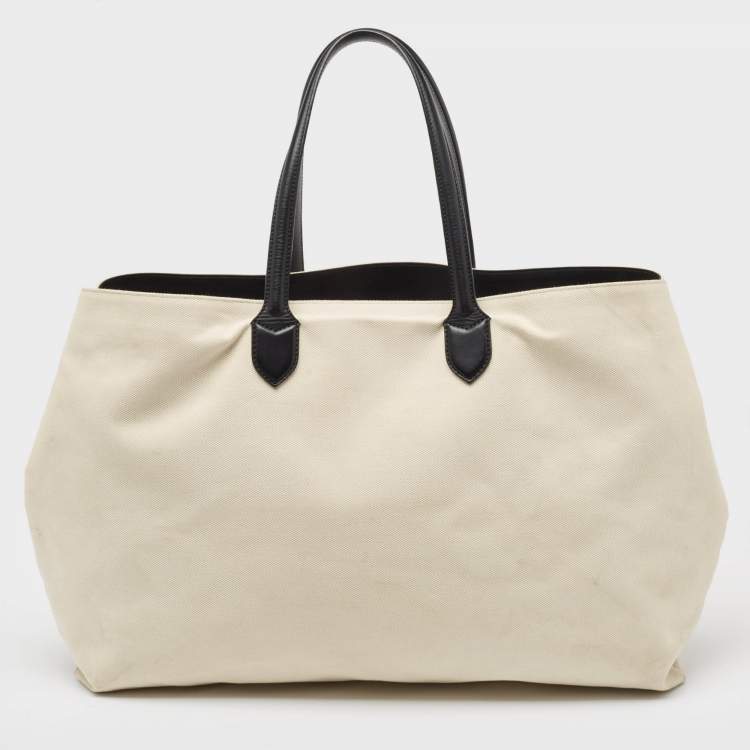 Pre Owned Burberry Off White Canvas Lewes Tote