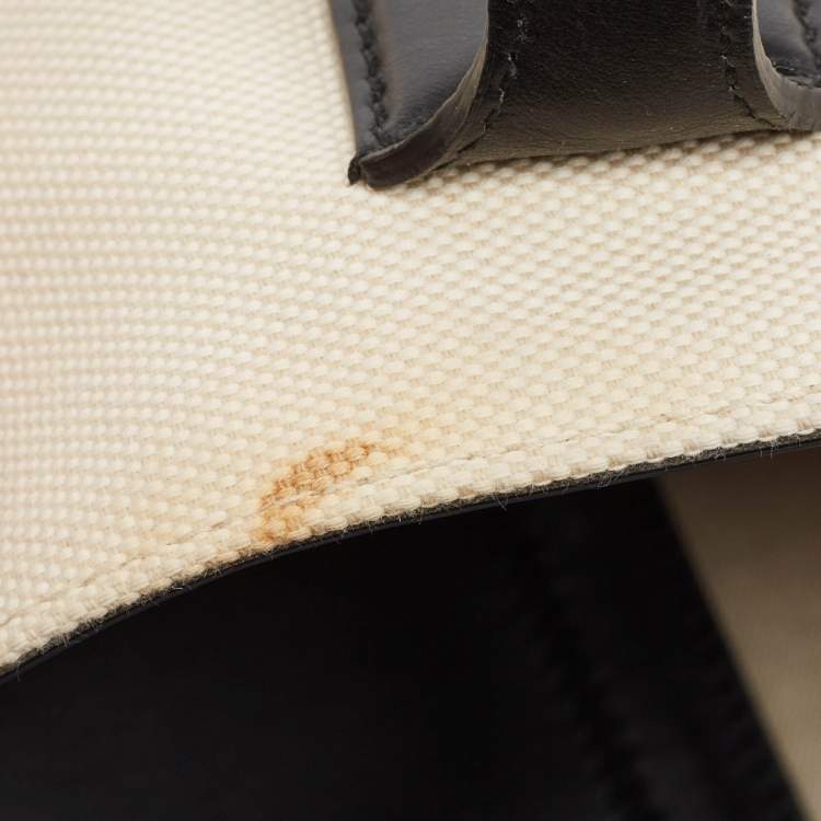 Pre Owned Burberry Off White Canvas Lewes Tote