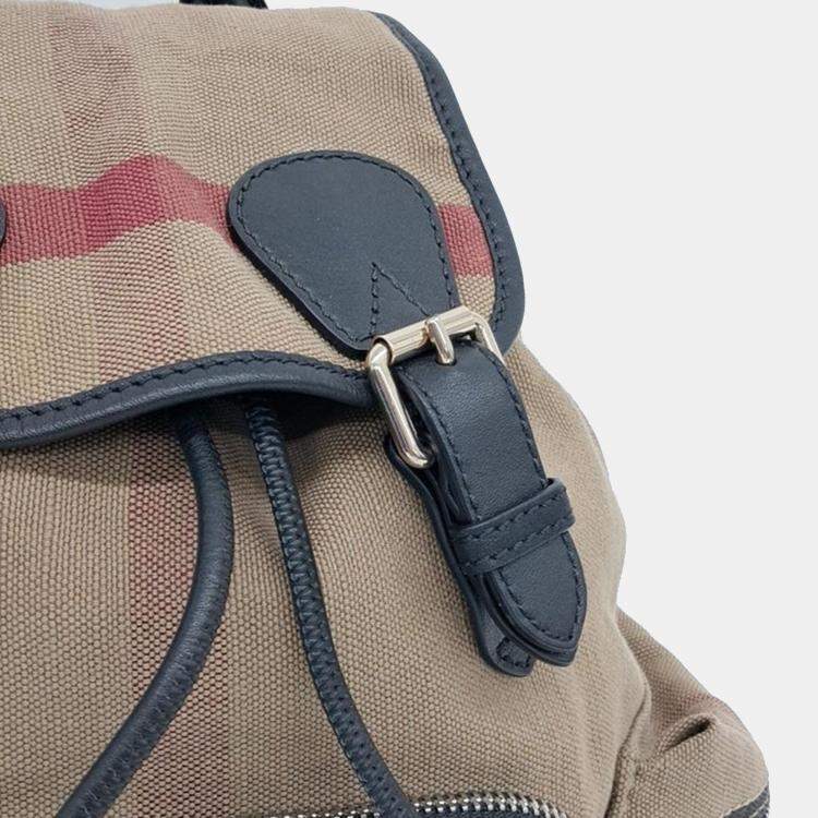 Pre Owned Burberry House Check Canvas Medium Rucksack Backpack 