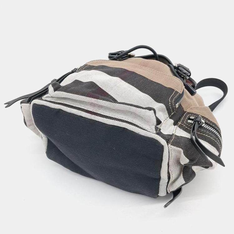 Pre Owned Burberry House Check Canvas Medium Rucksack Backpack 