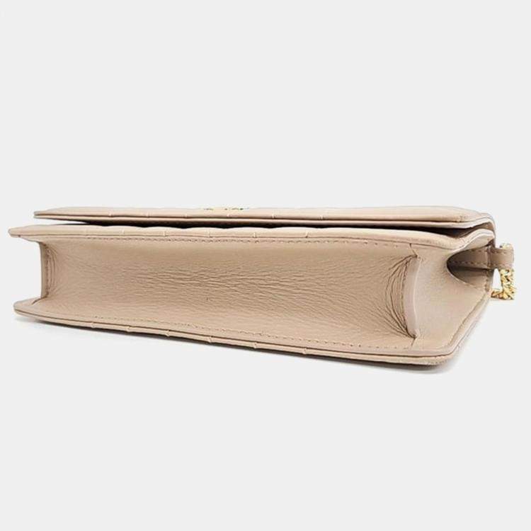 Pre Owned Burberry Beige Quilted Chain Crossbody Bag
